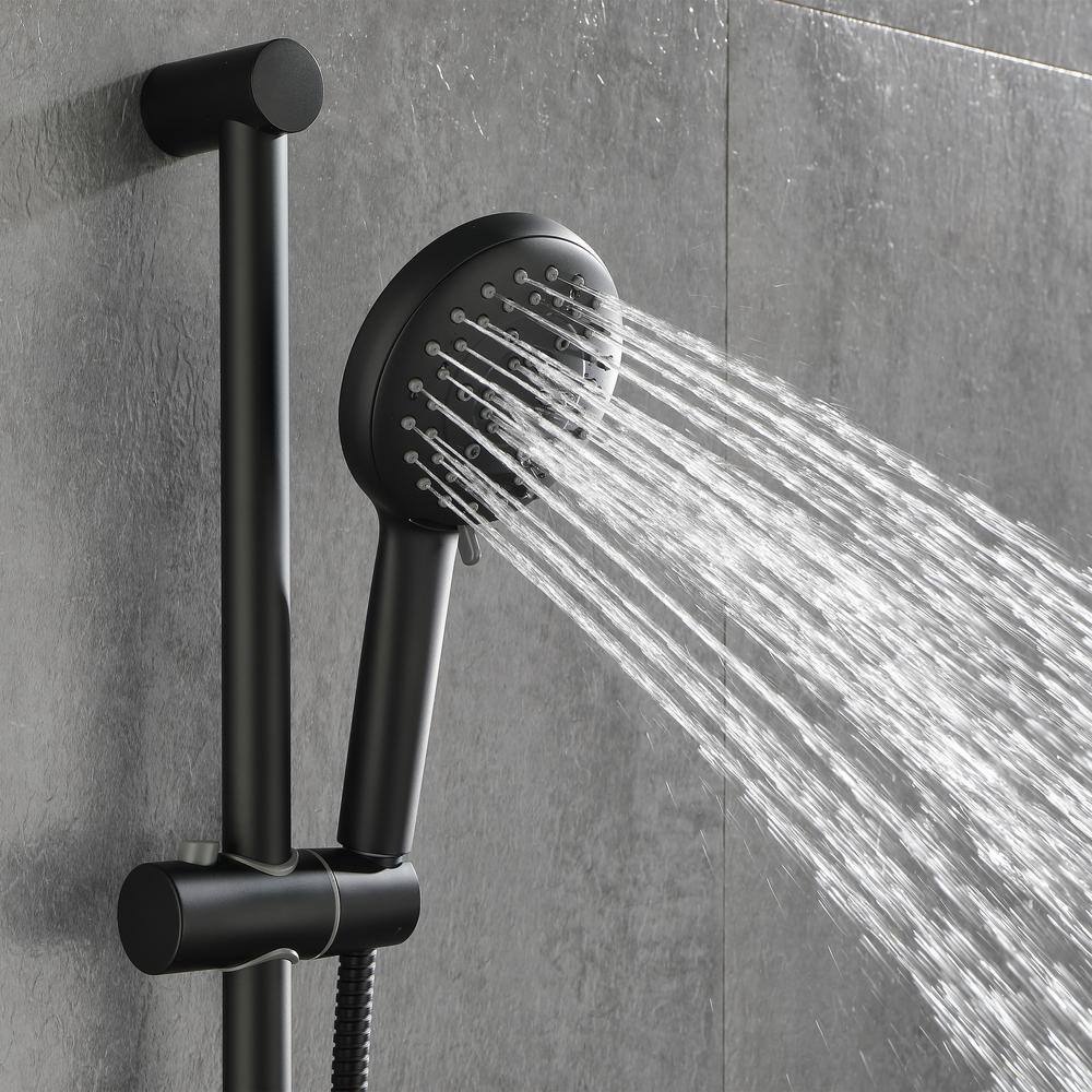 Magic Home 3-Spray Patterns 1.75 GPM 4.9 in. Wall Mounted Handheld Shower Head in Matte Black 928-TH3001MB