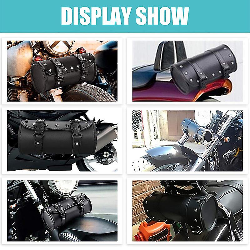 Motorcycle Saddlebag Roll Barrel Bag Universal Storage Tool Pouch For Harley OZ