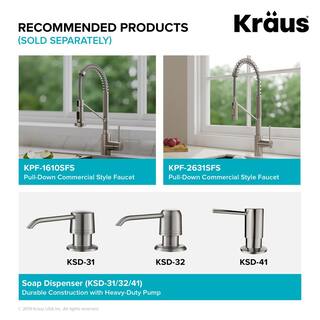 KRAUS Kore Workstation 27 in. 16-Gauge Undermount Single Bowl Stainless Steel Kitchen Sink with Accessories KWU110-27