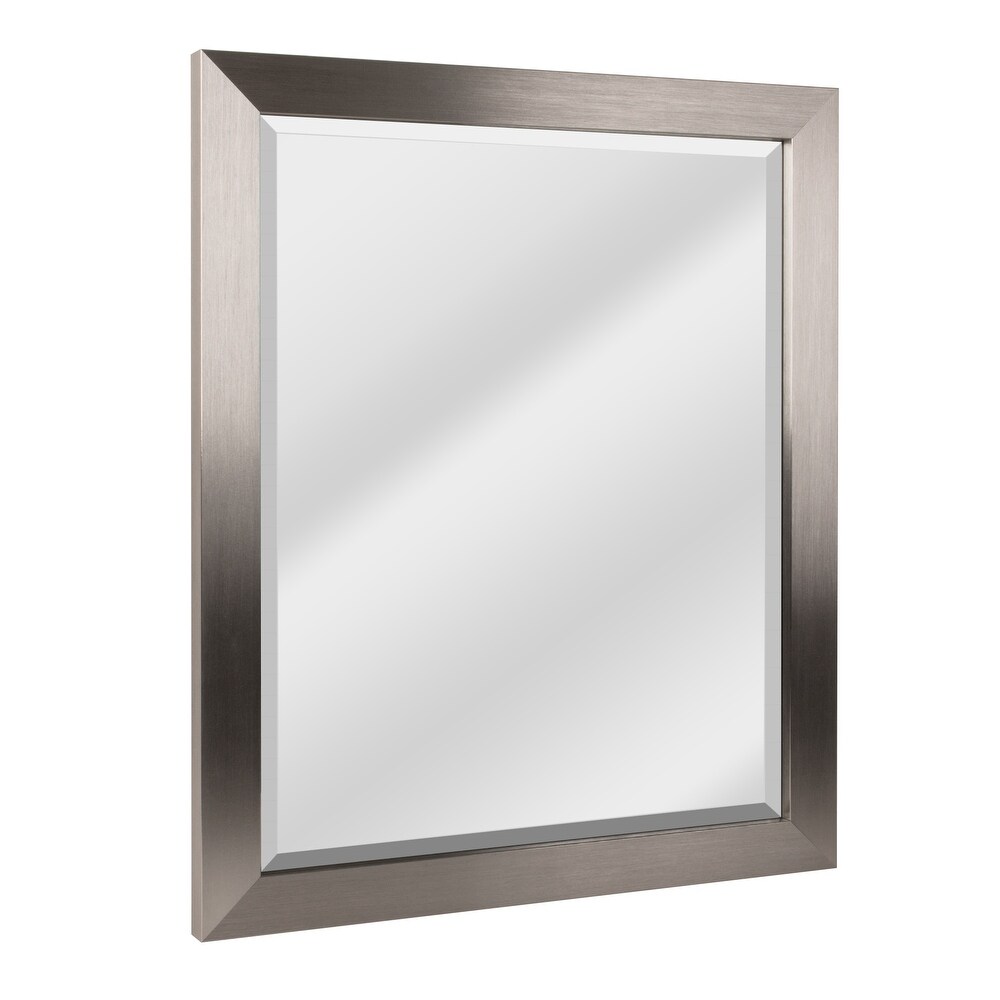 Head West Brushed Nickel Polystyrene Rectangular Framed Beveled Wall Mirror