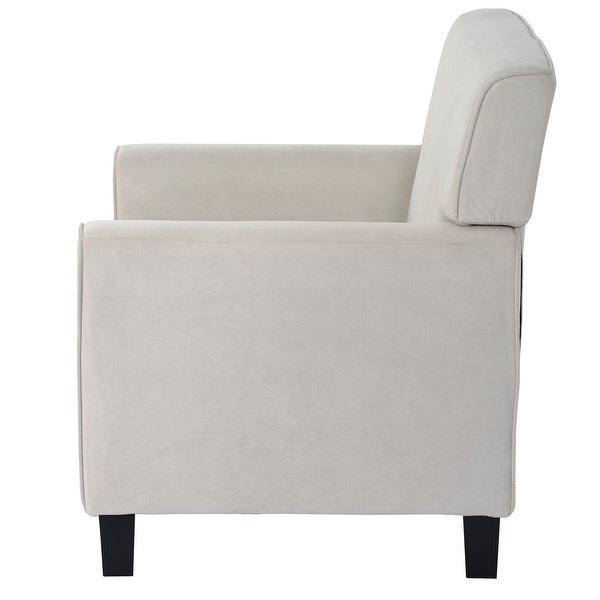 Linen Upholstered Accent Armchair with Tapered Solid Wood Legs and Square Arm