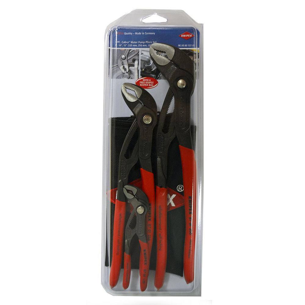 KNIPEX 12 in. Cobra Box Joint Pliers Set with Storage Pouch (3-Piece) 9K 00 80 122 US