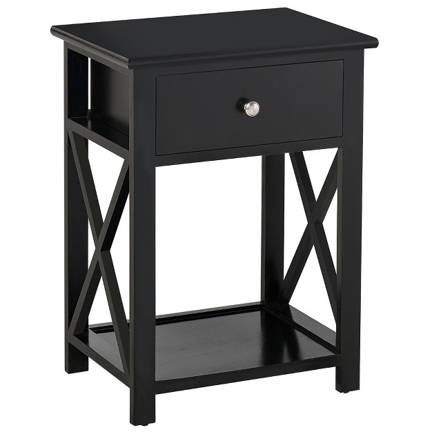 Homcom 22 Traditional Wood Accent End Table With Storage Drawer For Living Room Or Bedroom