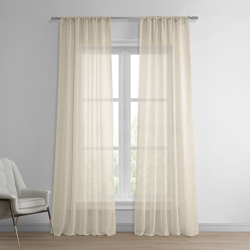 EFF Solid Faux Linen Sheer Window Curtain