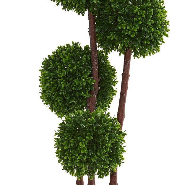 4ft Boxwood Artificial Topiary Tree In Planter Nearly Natural