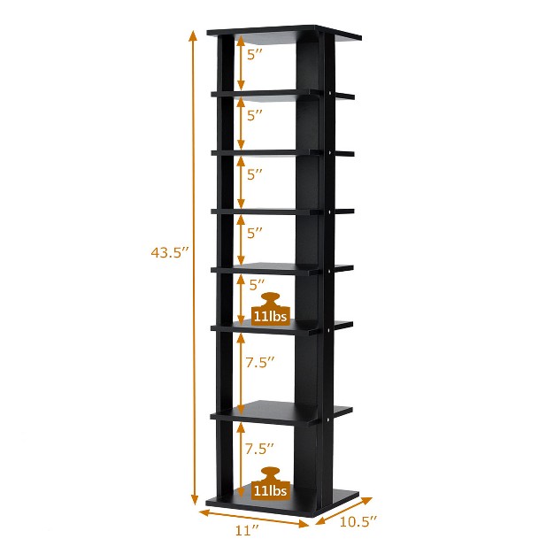 Costway Wooden Shoes Storage Stand 7 Tiers Shoe Rack Organizer Multi shoe Rack Shoebox Black