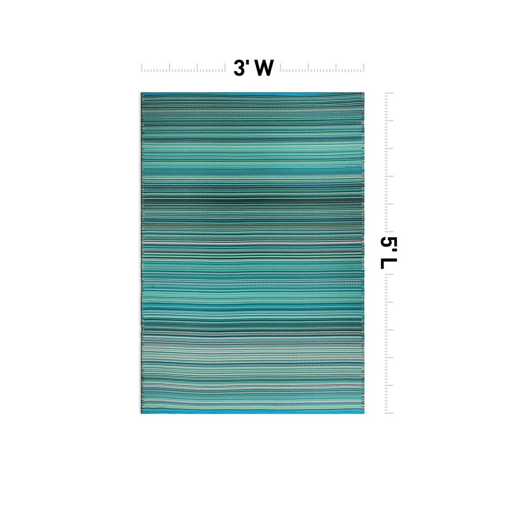 Contemporary Stripe Reversible Plastic Outdoor Rugs