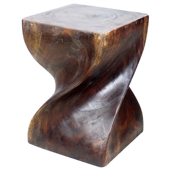 Haussmann? Big Twist Wood Stool Table 14 in SQ x 20 in H Mocha Oil - 14 x 14 x 20