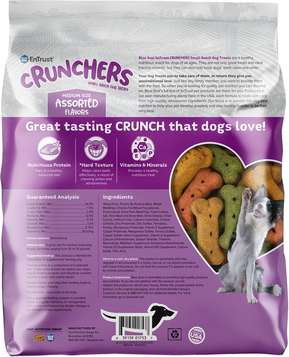 Blue Seal EnTrust Crunchers Assorted Crunchy Dog Treats， Medium， 3.5-lb bag