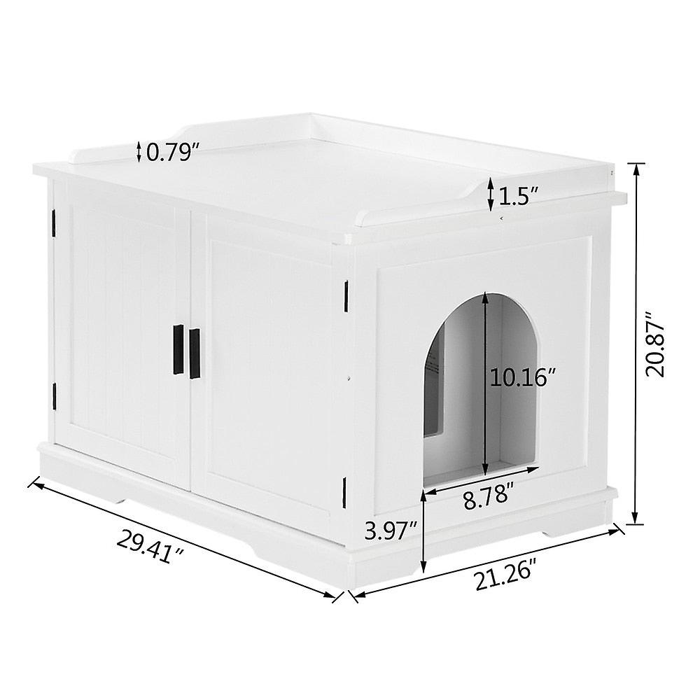 Wooden cat litter box enclosure cabinet