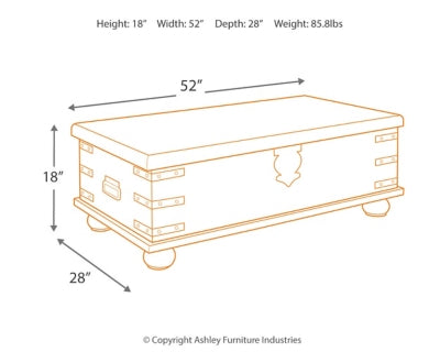 Signature Design by Ashley Carynhurst Lift Top Rustic Farmhouse Cocktail Table, Antique Off White