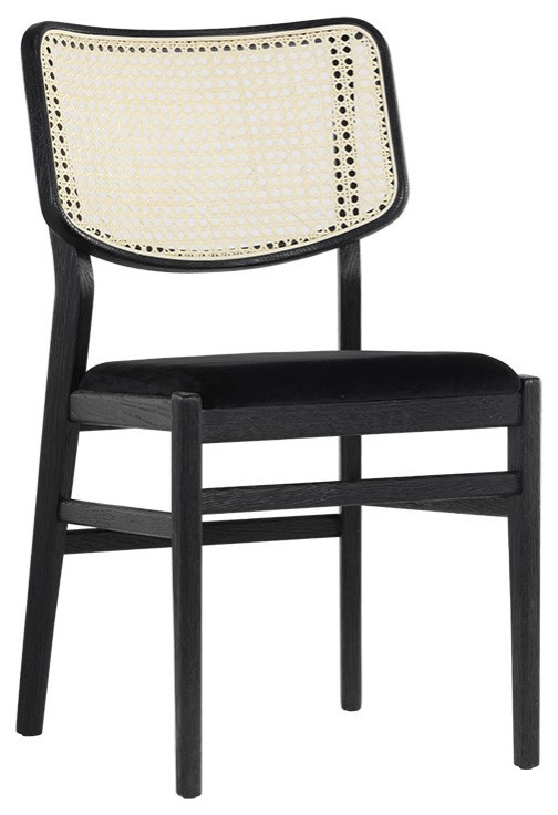 Annex Dining Chair  Velvet Black / Natural  Set of 2   Tropical   Dining Chairs   by Sunpan Modern Home  Houzz