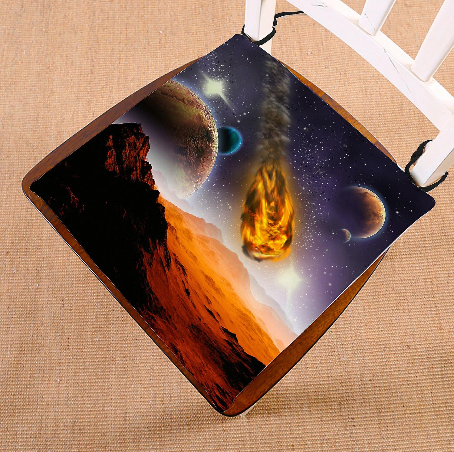 Universe Chair Pad， Attack Of The Asteroid On The Planet Seat Cushion Chair Cushion Floor Cushion 40x40 Cm