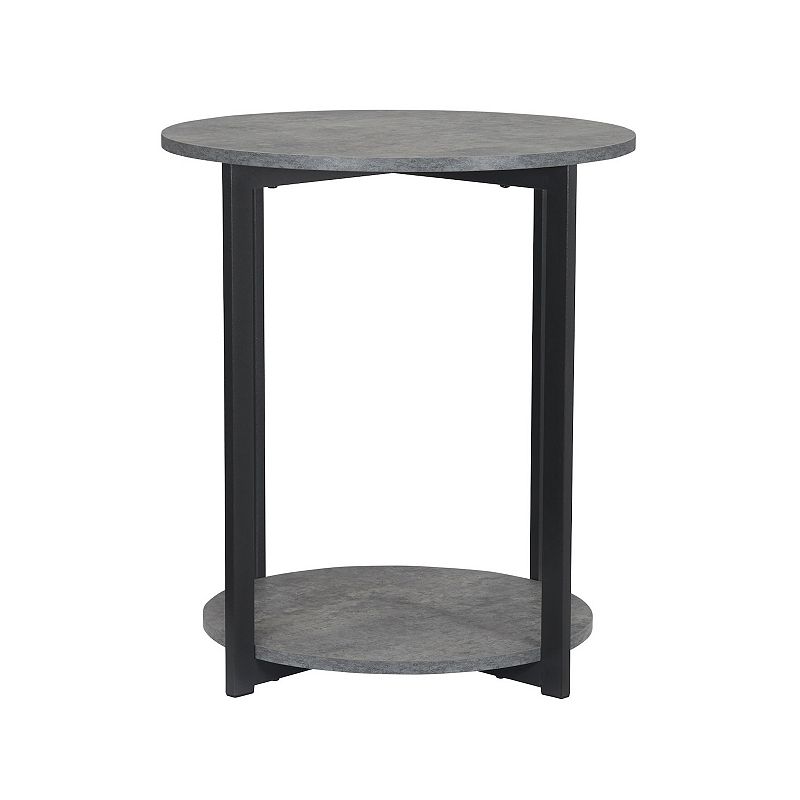 Household Essentials Faux-Concrete 2-Tier Round End Table