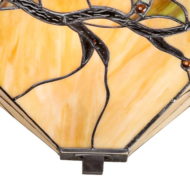 Wide Bronze 2 light Budding Branch Art Glass Shade For Bedroom Kitchen