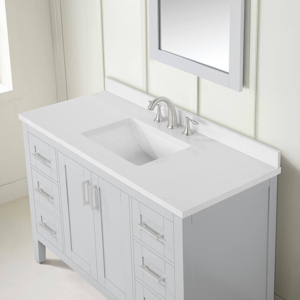 Home Decorators Collection Sepal 48 in. W x 21 in. D x 34.50 in. H Bath Vanity in Dove Grey with White Cultured Marble Top Sepal 48G