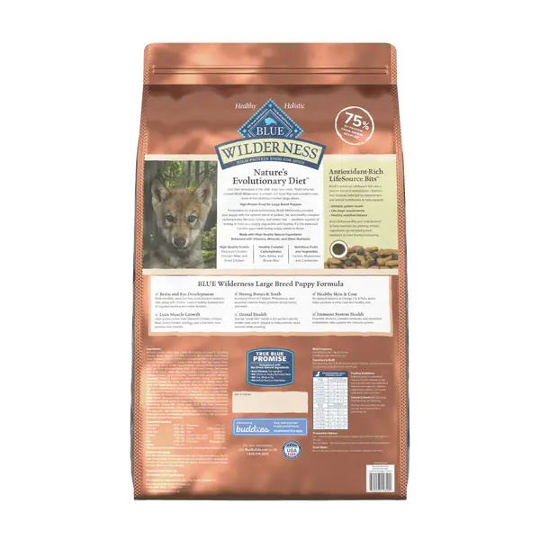 Blue Buffalo Wilderness 28 lb Chicken High Protein Large Breed Puppy Dry Dog Food plus Wholesome Grains