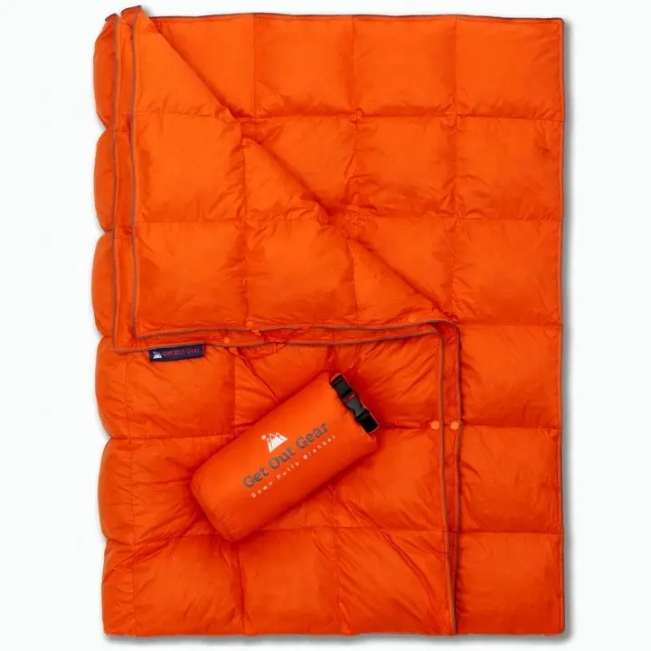 650FP Down Puffy Camping Blanket Outdoor Lightweight Packable Compact Warm Down Camping Quilt for Camping Hiking Travel