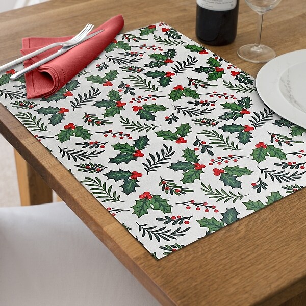 Cotton Fused Placemat Holly and Ivy