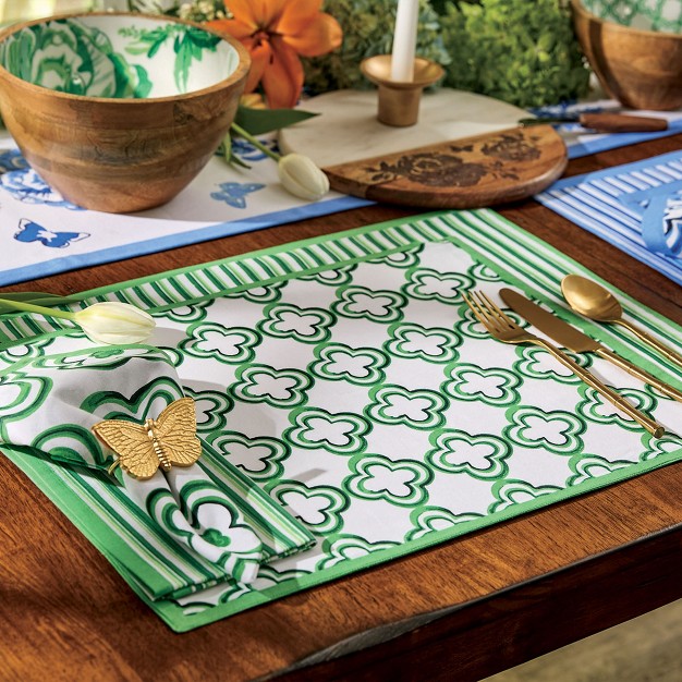 Patricia Heaton Home Green Geo Reversible Placemat Set