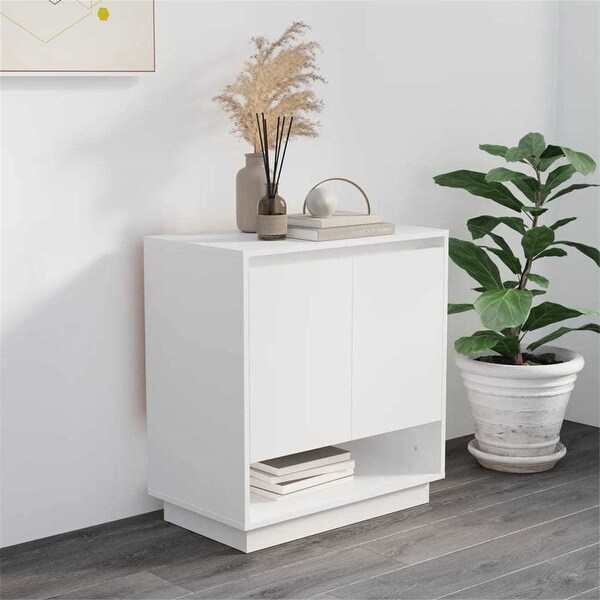 White Sideboard with Door and Shelves Engineered Wood