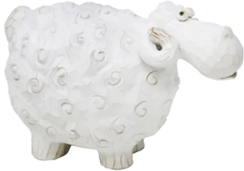 7 Inch White Carved Sheep Sculpture