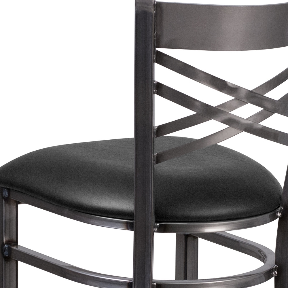 X Back Metal Restaurant Barstool   Vinyl Seat   17\