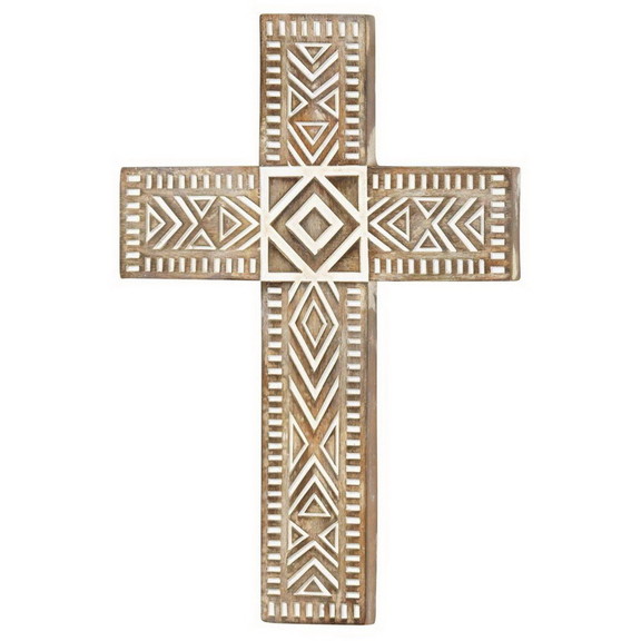 Dicksons WCR 190 Wall Cross Brown White Wash Resin...