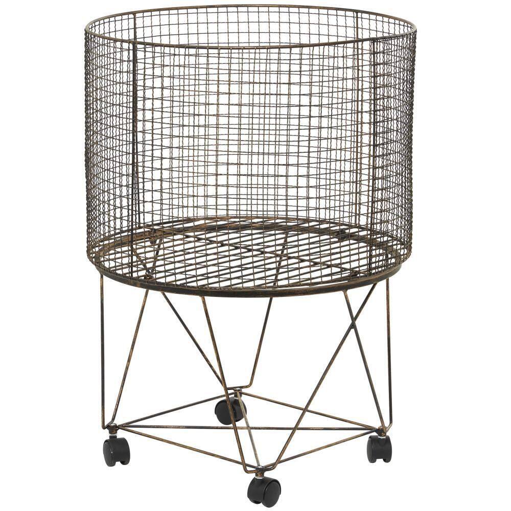 Litton Lane Bronze Deep Set Wire Basket Storage Cart with Wheels 50499