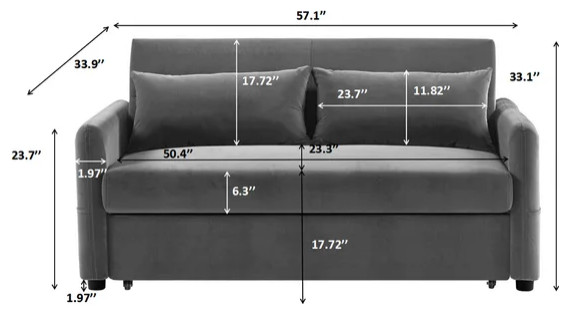 Modern Sleeper Sofa  Comfy Seat With 3 Levels Adjustable Backrest   Modern   Sleeper Sofas   by Declusia  Houzz