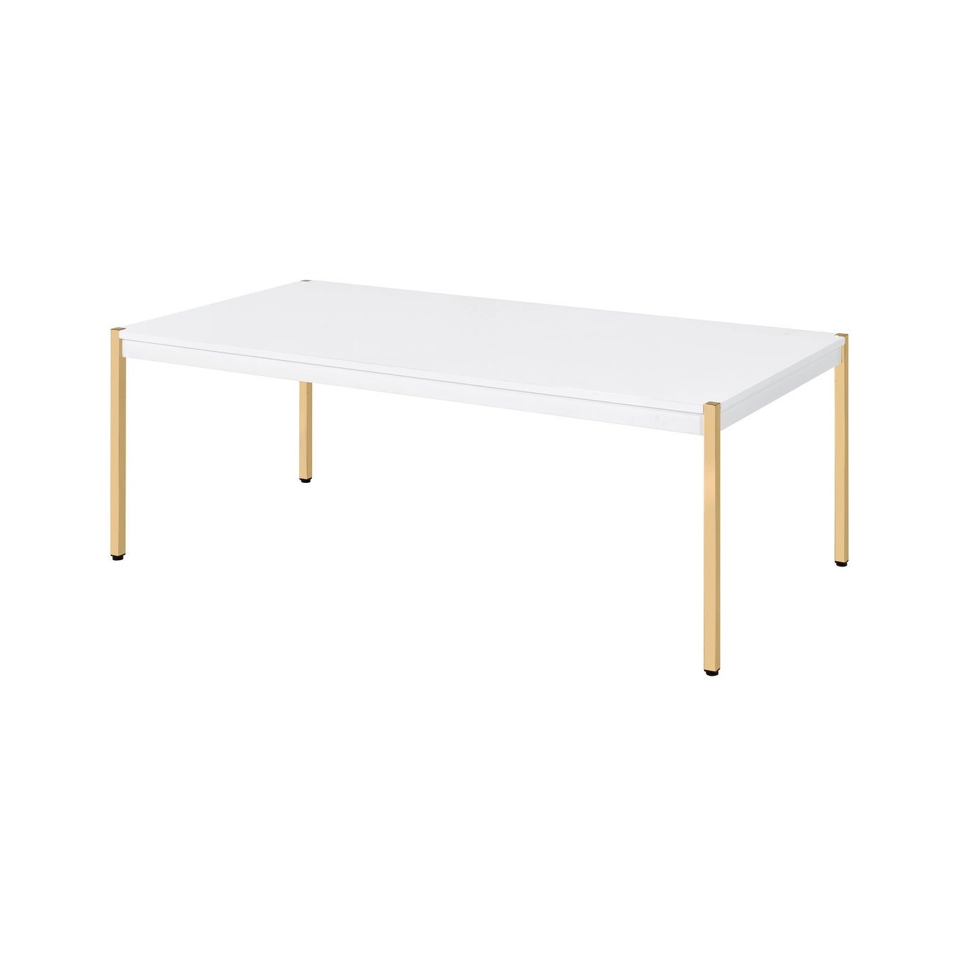 ACME Otrac Rectangular Coffee Table in White and Gold