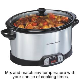 Hamilton Beach 8 Qt. Programmable Stainless Steel Slow Cooker with Built-In Timer and Temperature Settings 33480