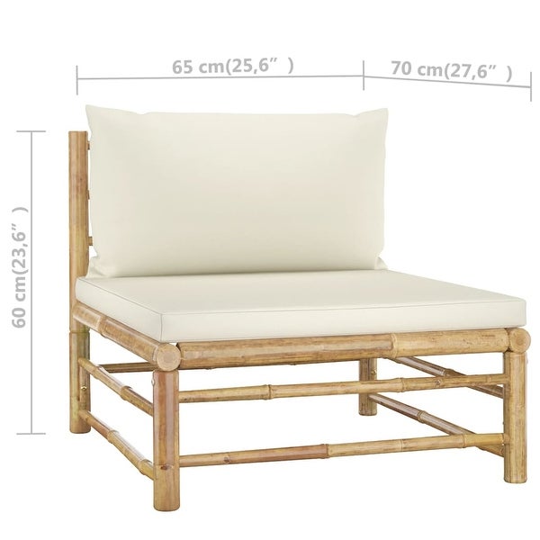 4 Piece Patio Lounge Set with Cream White Cushions Bamboo - Overstock - 36226040