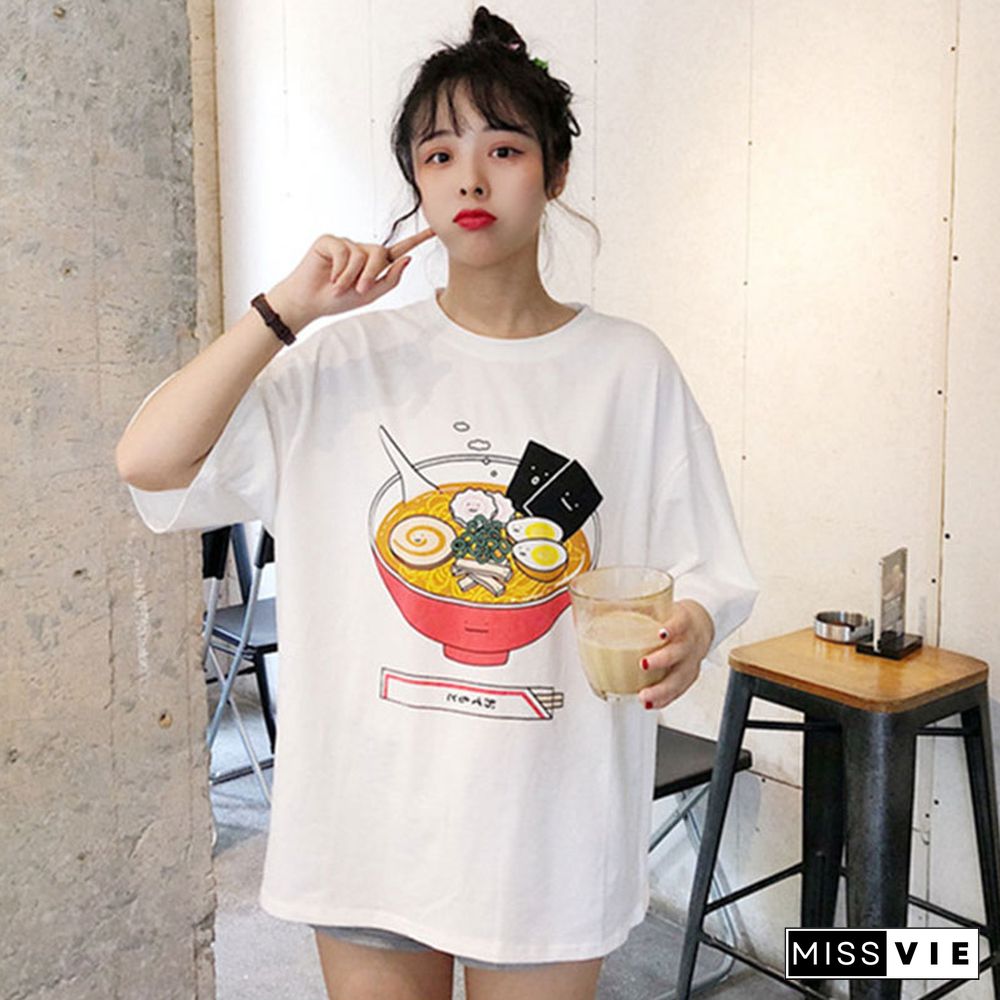 Cute Cartoon Print Loose T-Shirt