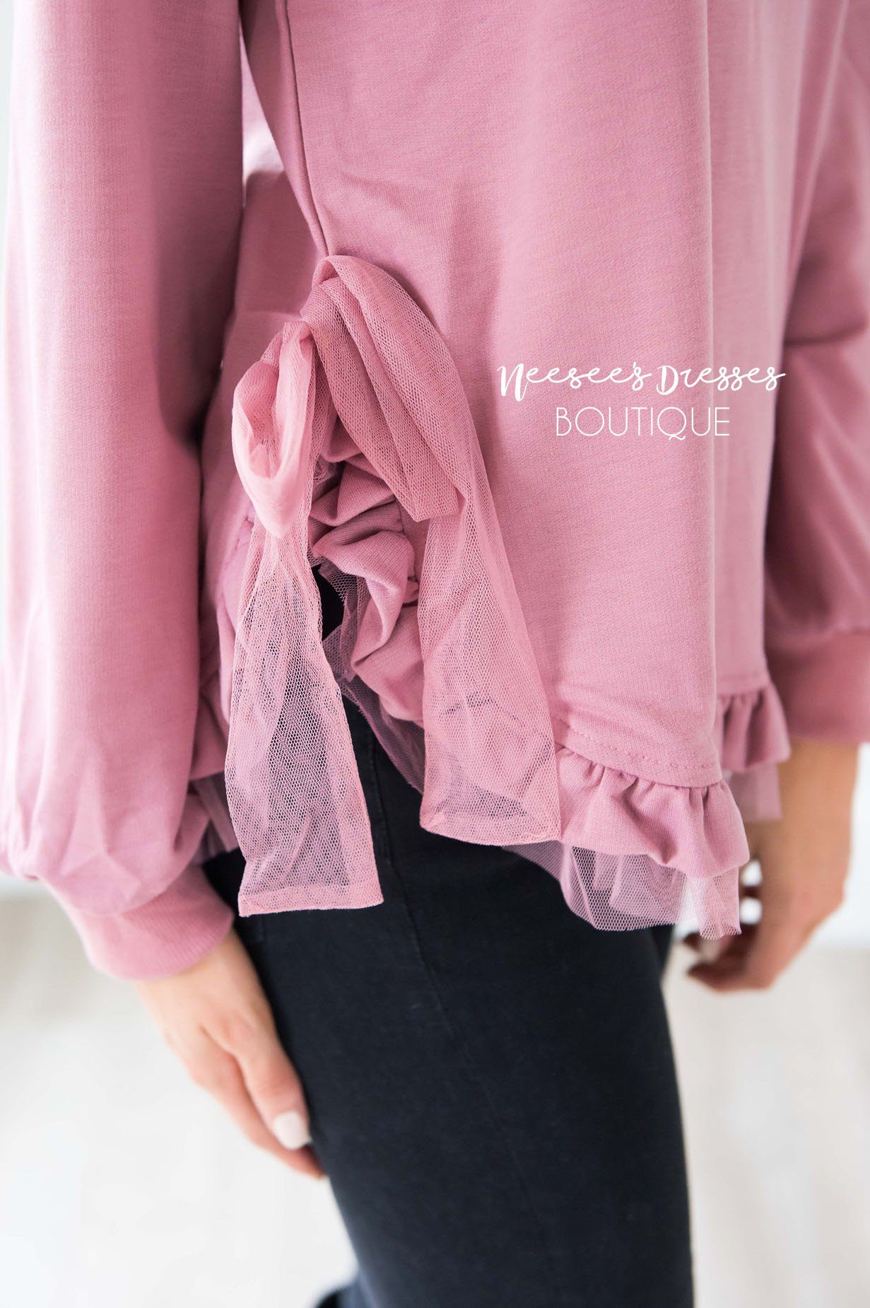 My Great Escape Chiffon Hem Sweater