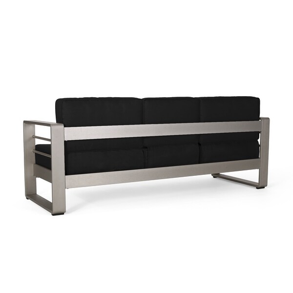 Cape Coral Aluminum and Sunbrella Outdoor 3 Seater Sofa with Cushions by Christopher Knight Home