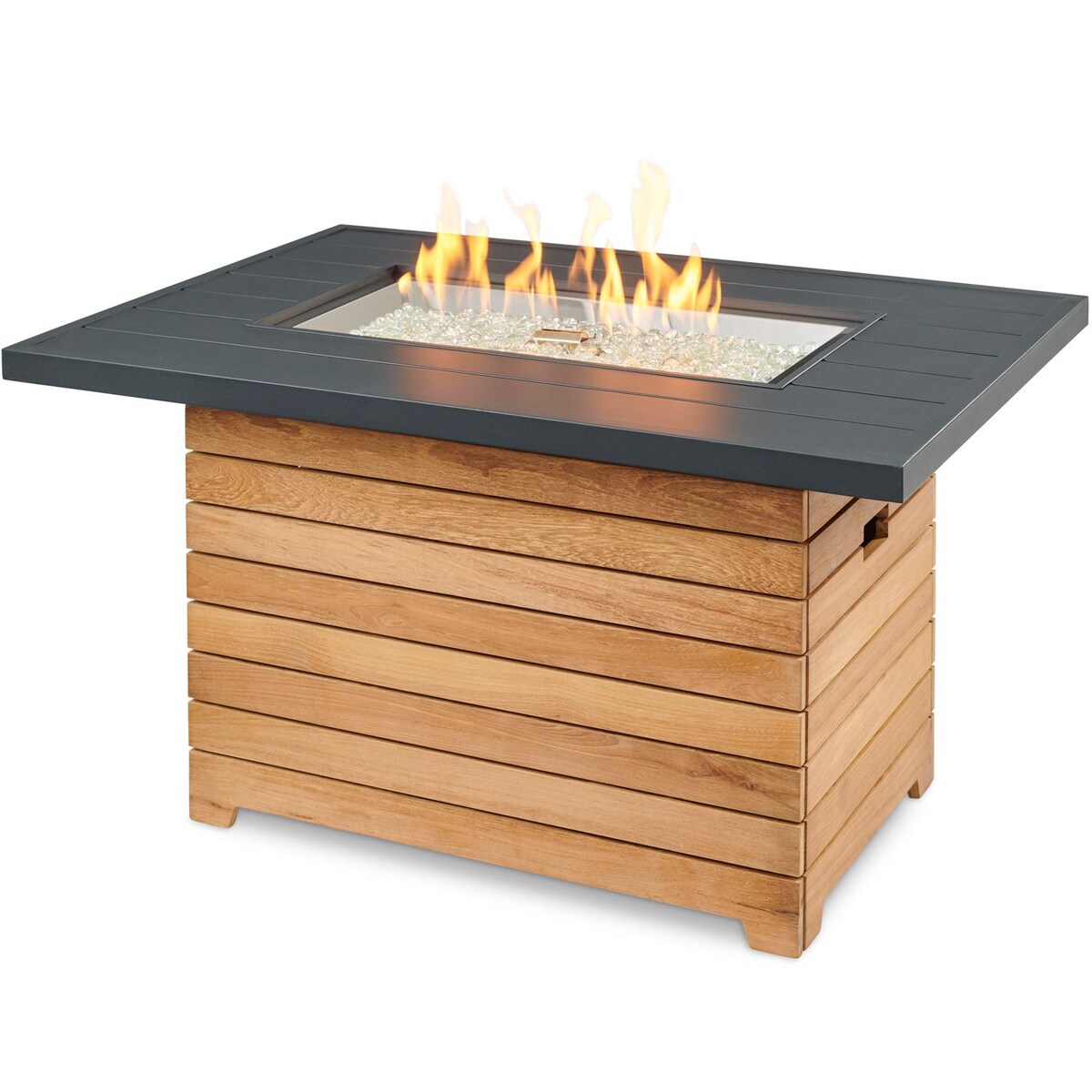 The Outdoor GreatRoom Company Darien 42-Inch Rectangular Propane Gas Fire Pit Table with Aluminum Top and 24-Inch Crystal Fire Burner