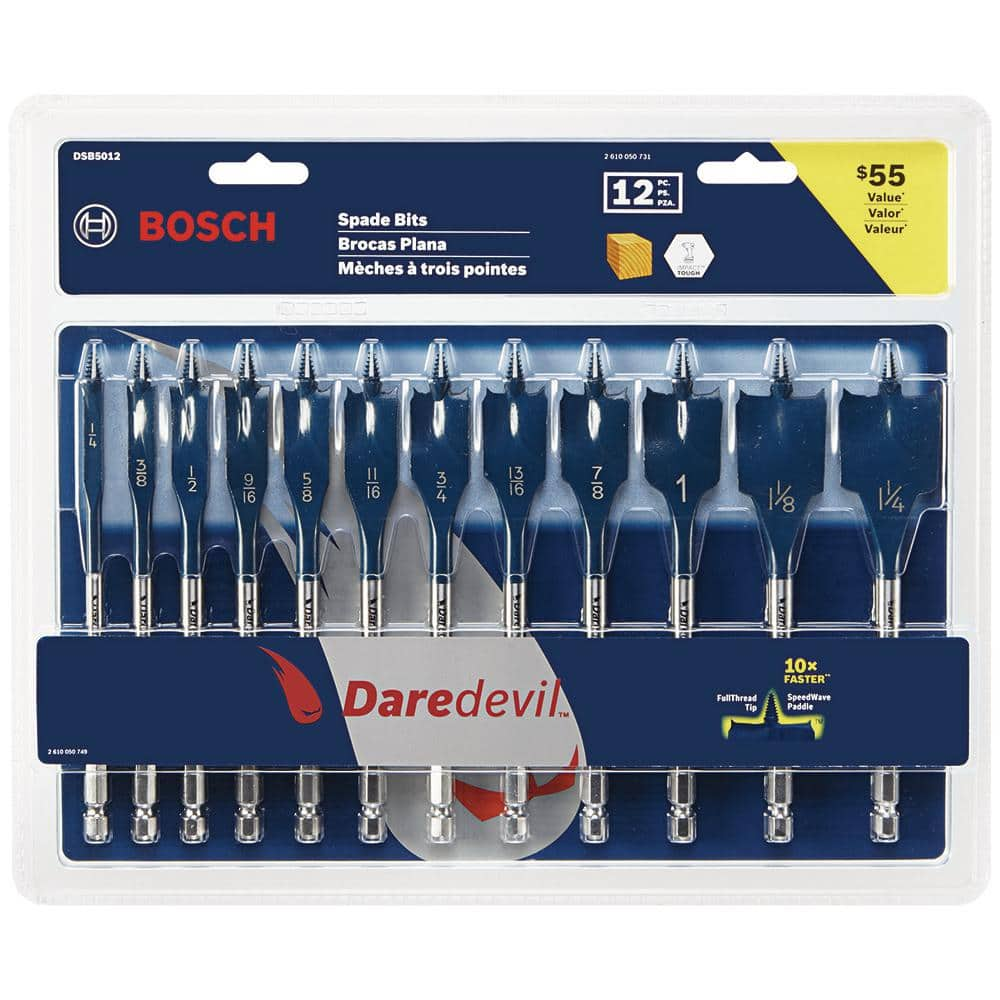 Bosch Daredevil High Carbon Steel Standard Spade Bit Set (12-Piece) DSB5012