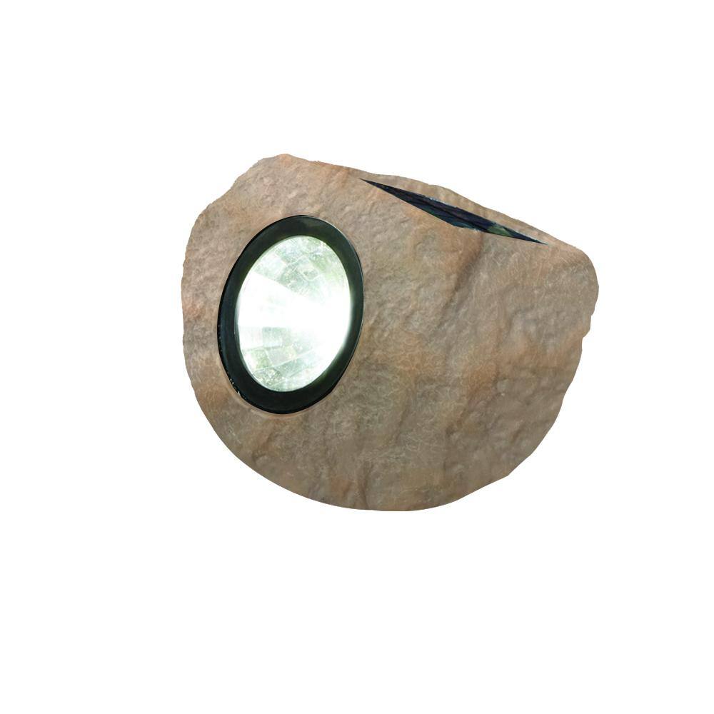 Hampton Bay Solar Sandstone White Faux Rock LED Path light-3PK 50314