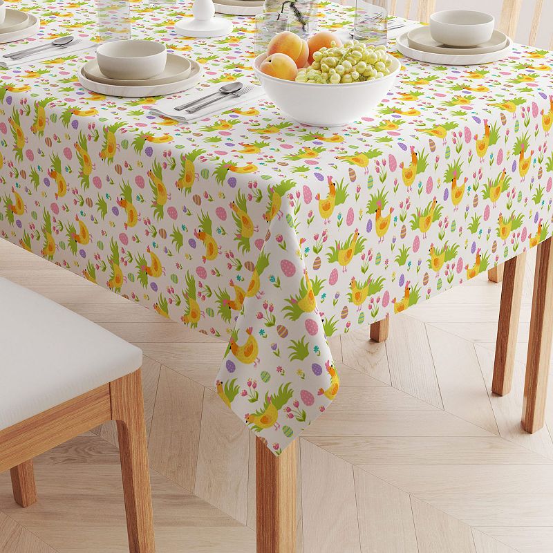 Square Tablecloth， 100% Cotton， 60x60， Cute Springtime Easter