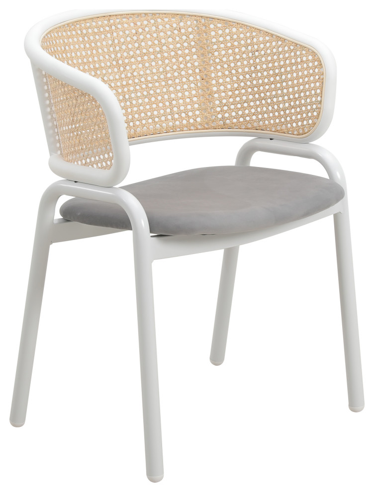 LeisureMod Ervilla Dining Armchair With White Steel Base Set of 4   Midcentury   Dining Chairs   by LeisureMod  Houzz