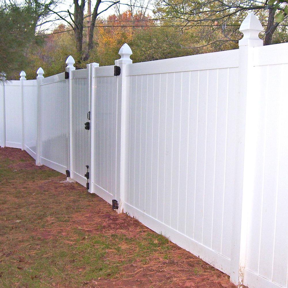 Weatherables Savannah 7.4 ft. W x 6 ft. H White Vinyl Privacy Double Fence Gate Kit DWPR-TG-6X44.5