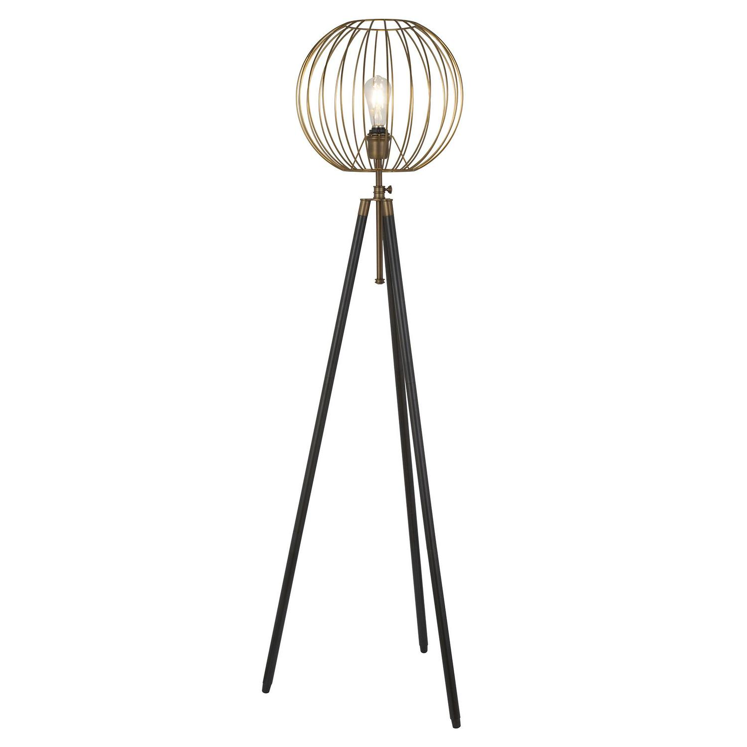 EvelynandZoe Traditional Metal Cage Tripod Floor Lamp