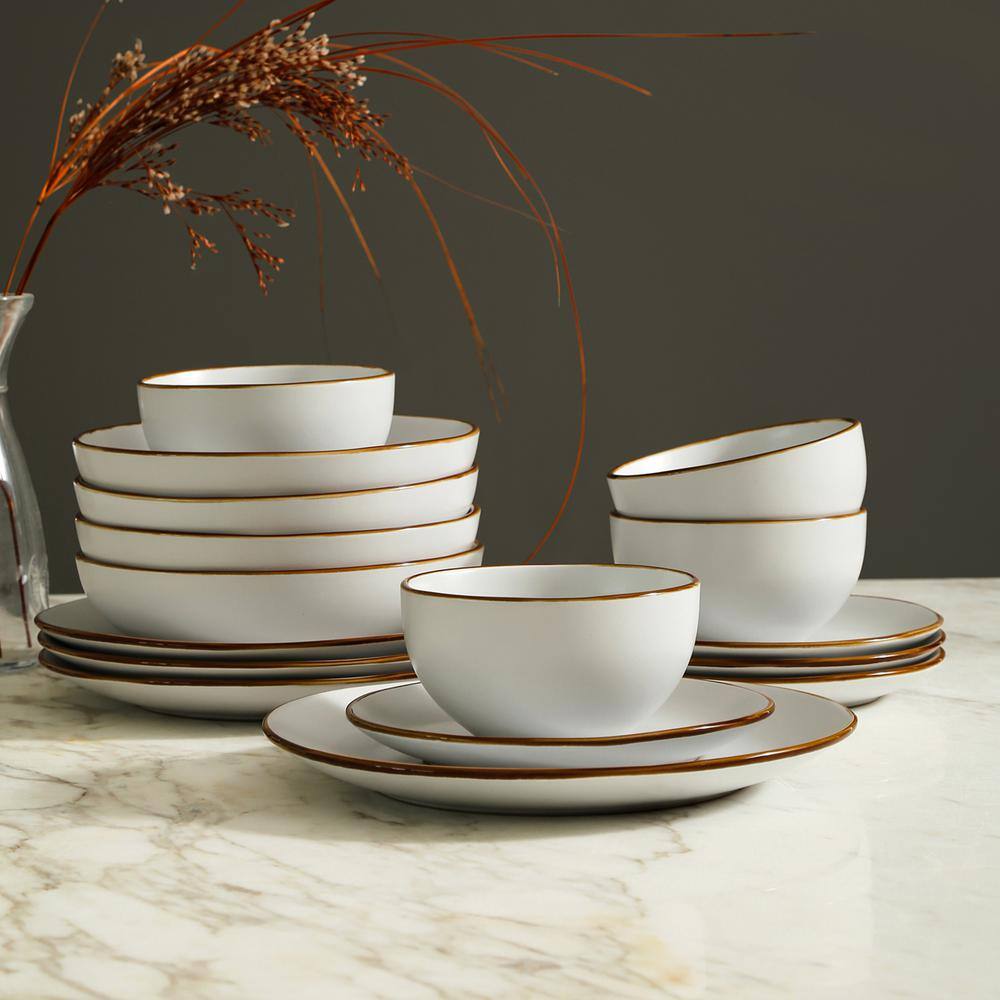 STONE LAIN Stone Lain Brasa 16-Piece Dinnerware Set Stoneware Service For 4 White BLB1367-B010002