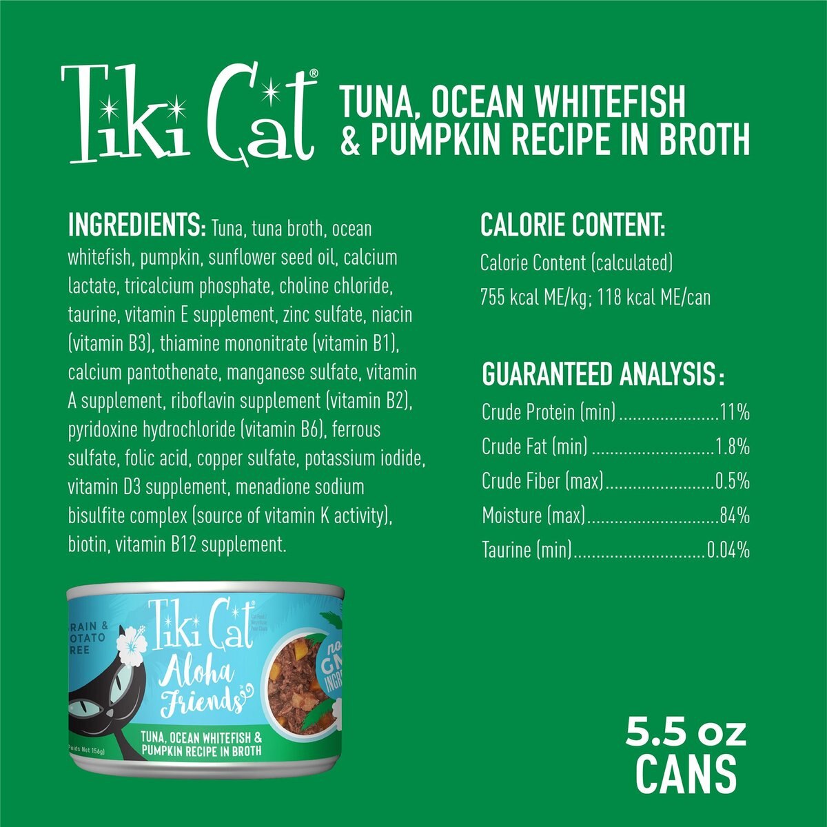 Tiki Cat Aloha Friends Tuna with Ocean Whitefish and Pumpkin Grain-Free Wet Cat Food