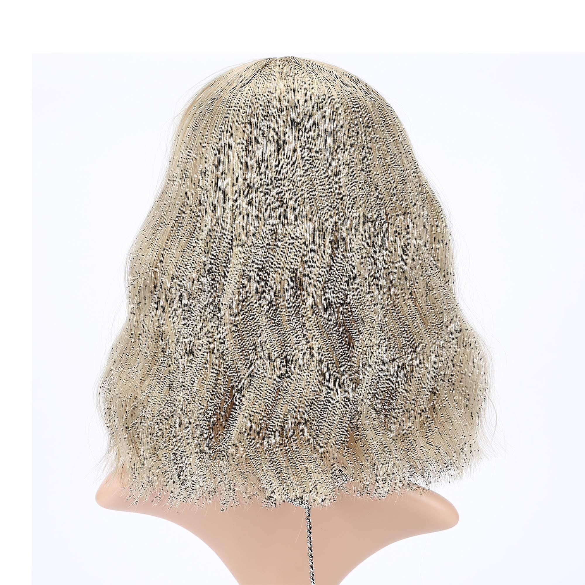 Loose Wave Blonde Wig Short Bob Wigs With Air Bangs Shoulder Length Women's Short Wig