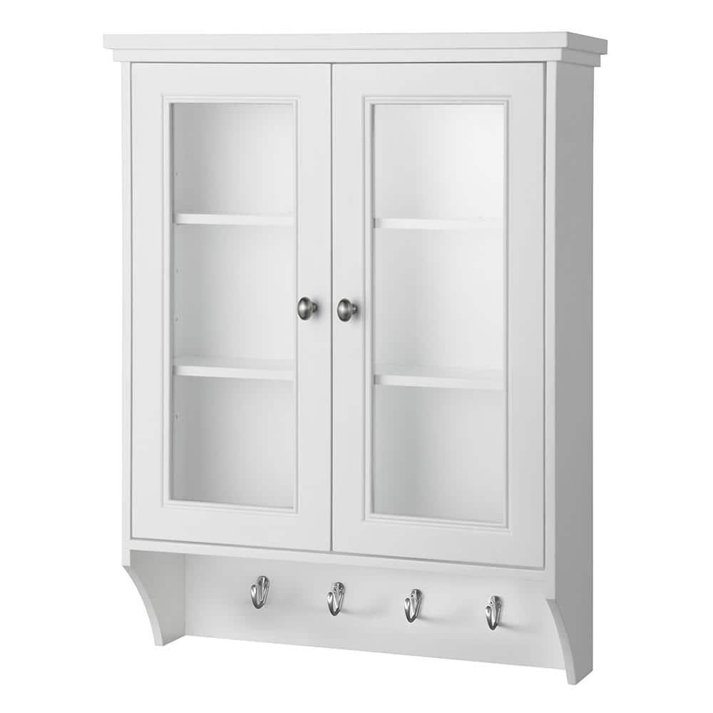 Home Decorators Collection Gazette 2312 in W x 31 in H x 712 in D Bathroom Storage Wall Cabinet with Glass Door in White