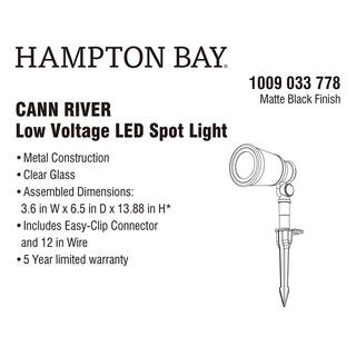 Hampton Bay Cann River Low Voltage 420 Lumens Black Hardwired Integrated LED Outdoor Spotlight with Clear Glass HSP2301LX-02MB