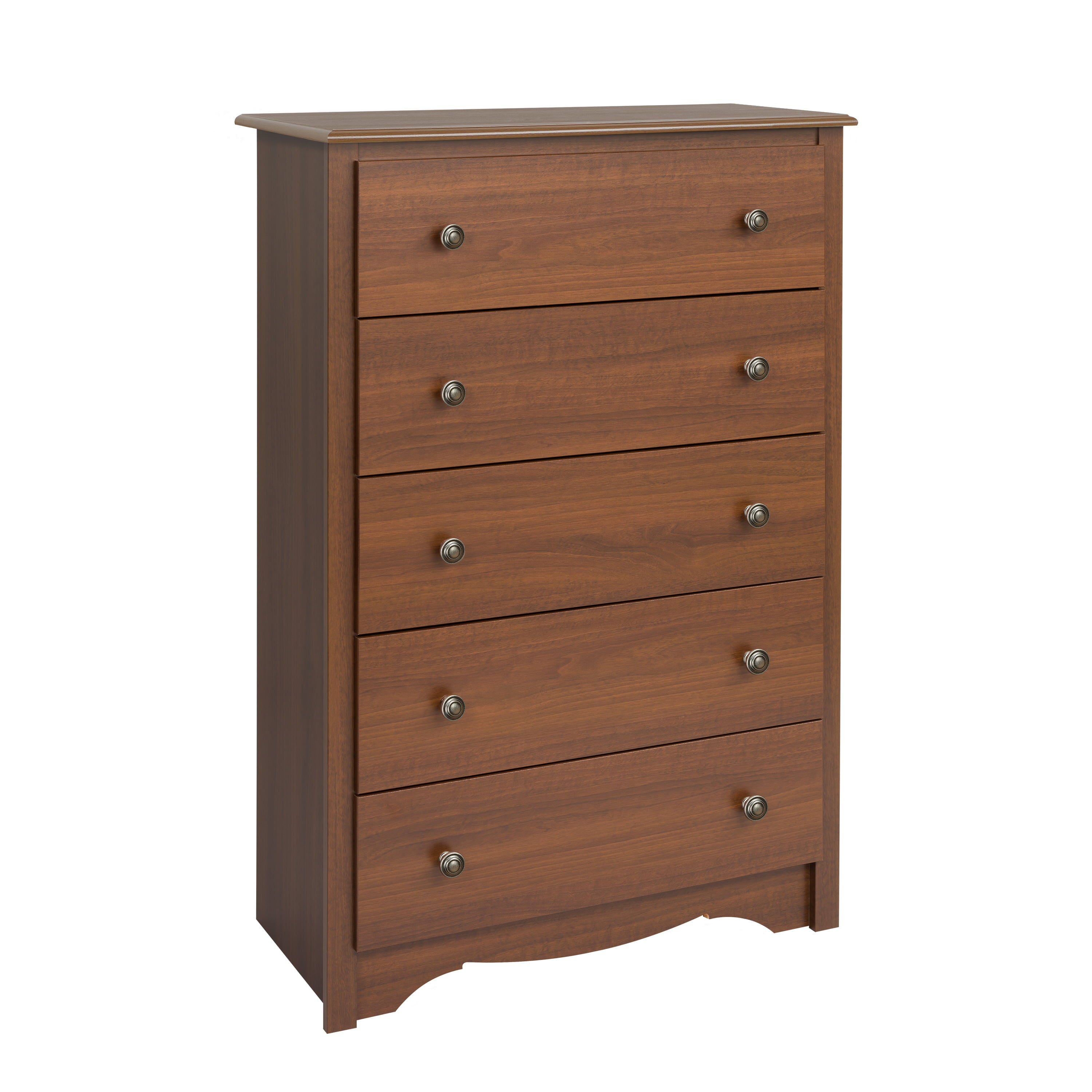 Prepac Monterey Transitional 5-Drawer Dresser, Cherry