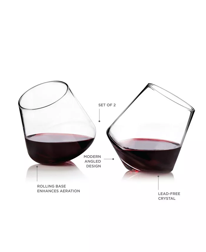 Viski Rolling Crystal Wine Glasses Set of 2 12 Oz